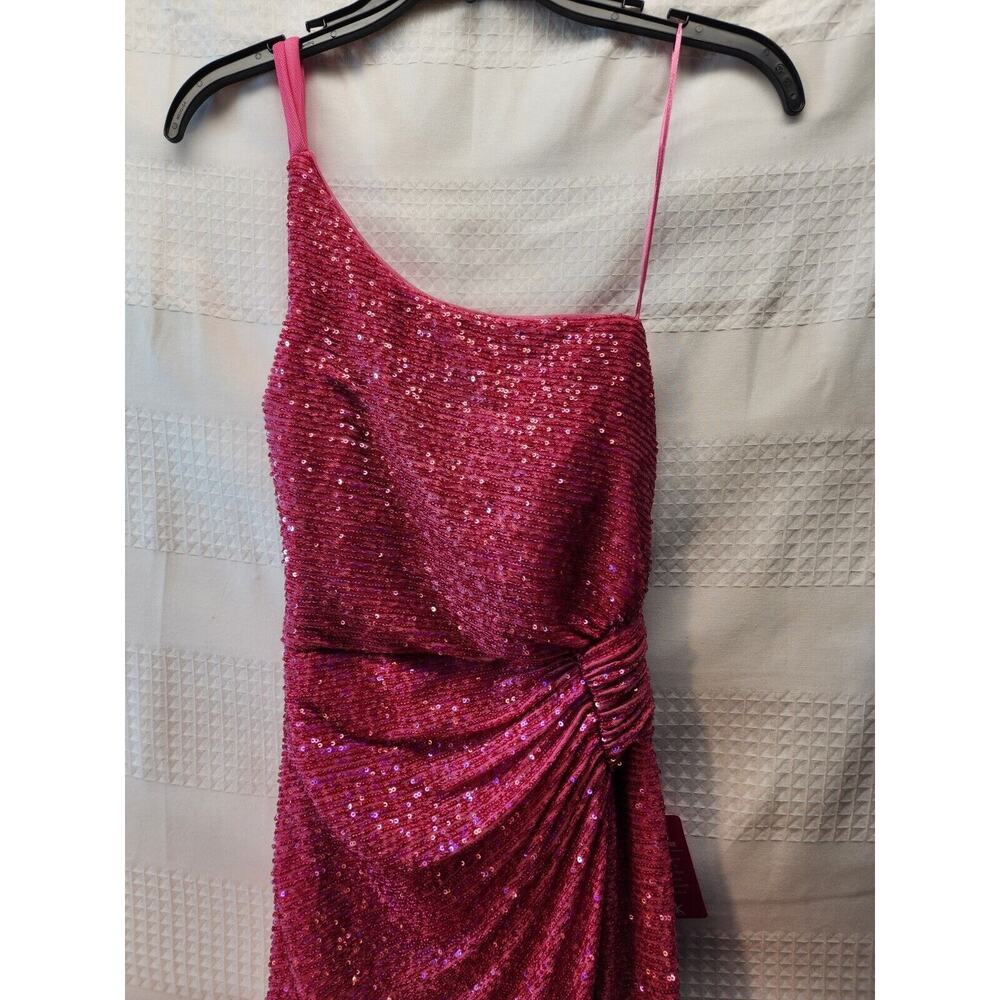 Morgan & Co Prom Dress Juniors Sz 1 Pink Maxi One Shoulder Sequin Backless 1148 - Picture 5 of 15